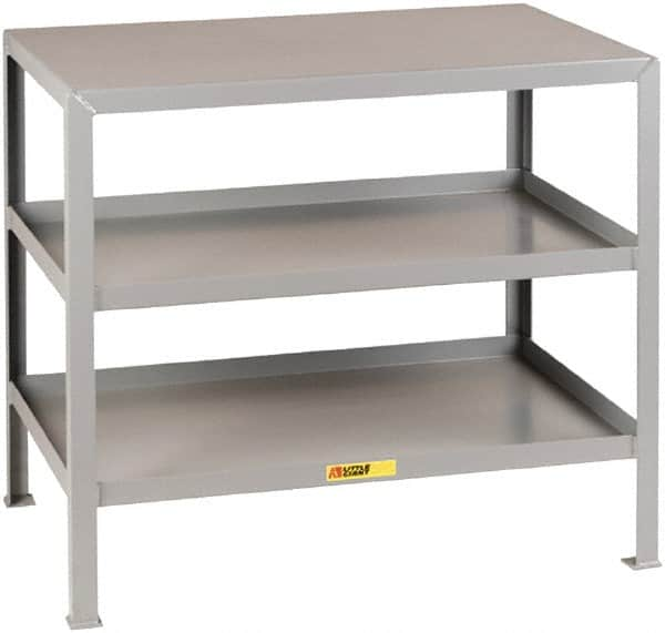 Little Giant - 36 Wide x 24" Deep x 32-1/2" High, 12 Gauge Steel Heavy-Duty Machine Table - Fixed Legs, Gray - Benchmark Tooling