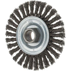 Tru-Maxx - 4" OD, 5/8-11 Arbor Hole, Stringer Bead Steel Wheel Brush - 1/4" Face Width, 7/8" Trim Length, 0.02" Filament Diam, 20,000 RPM - Benchmark Tooling