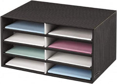 BANKERS BOX - 8 Compartments, 19-1/2" Wide x 10-1/4" High x 12-3/8" Deep, Literature Organizer - Corrugated Cardboard, Black/Gray - Benchmark Tooling