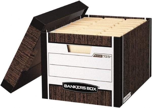 BANKERS BOX - 1 Compartment, 12-3/4" Wide x 10-3/8" High x 16-1/2" Deep, Storage Box - Corrugated Cardboard, Wood Grain (Color) - Benchmark Tooling