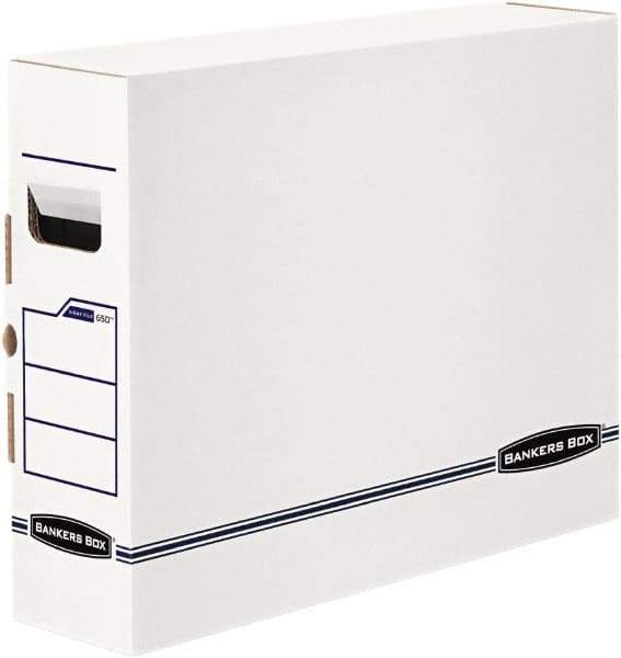 BANKERS BOX - 1 Compartment, 5" Wide x 14-7/8" High x 18-3/4" Deep, Storage Box - Plastic, White/Blue - Benchmark Tooling