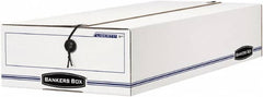 BANKERS BOX - 1 Compartment, 9-1/4" Wide x 4-1/4" High x 23-3/4" Deep, Storage Box - Corrugated Cardboard, White/Blue - Benchmark Tooling