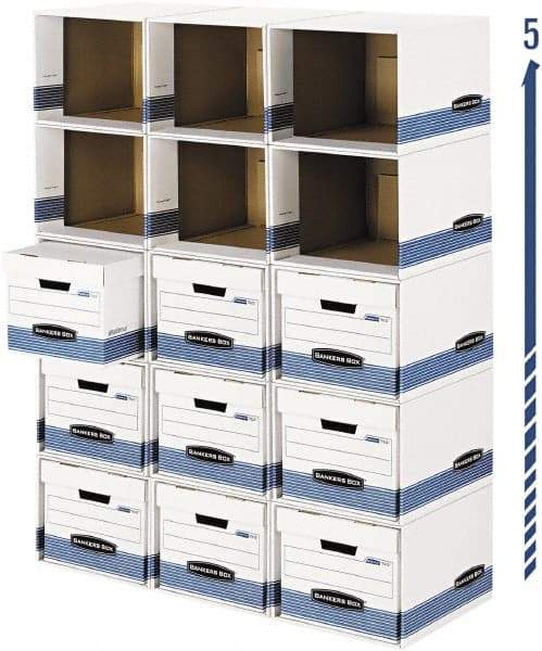 BANKERS BOX - 1 Compartment, 6-1/2" Wide x 21-3/4" High x 6-1/2" Deep, Storage Box - Corrugated, White/Blue - Benchmark Tooling