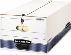 BANKERS BOX - 1 Compartment, 15-1/4" Wide x 10-3/4" High x 19-3/4" Deep, Storage Box - Corrugated Cardboard, White/Blue - Benchmark Tooling