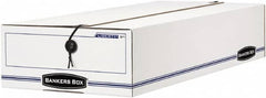 BANKERS BOX - 1 Compartment, 9-1/4" Wide x 4-1/4" High x 15" Deep, Storage Box - Corrugated Cardboard, White/Blue - Benchmark Tooling