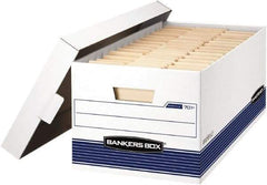 BANKERS BOX - 1 Compartment, 12-7/8" Wide x 10-1/4" High x 25-3/8" Deep, Storage Box - Corrugated Cardboard, White/Blue - Benchmark Tooling