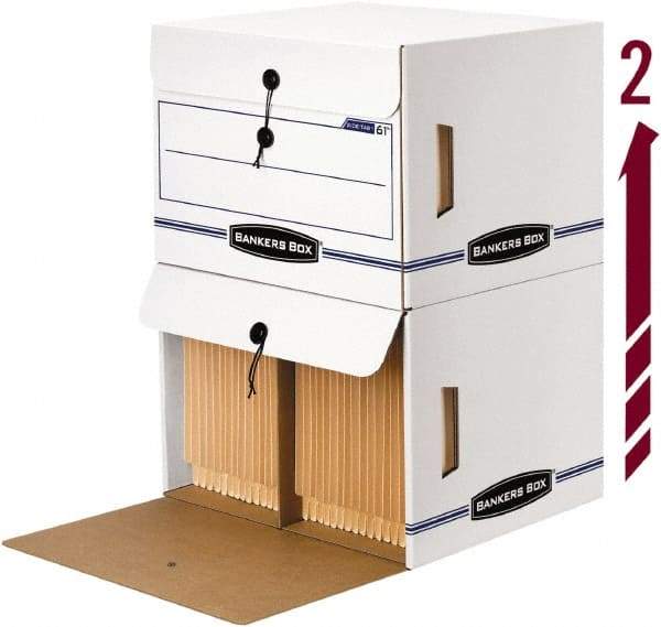 BANKERS BOX - 1 Compartment, 37-1/2" Wide x 37-3/4" High x 5-1/4" Deep, Storage Box - Corrugated Cardboard, White/Blue - Benchmark Tooling