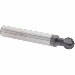 Accupro - 3/8" Diam, 0.32" LOC, 4 Flute Solid Carbide Ball End Mill - nACo Finish, Single End, 2-1/2" OAL, 3/8" Shank Diam, Undercutting - Benchmark Tooling