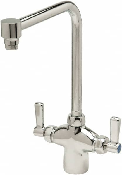 Zurn - Bent Riser, Two Handle, Chrome Plated Single Hole Mount, Laboratory Faucet - Lever Handle - Benchmark Tooling