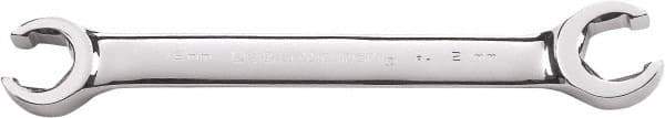 GearWrench - 19 x 21mm, Double End Head, Open End Flare Nut Wrench - 8-55/64" OAL, Steel, Full Polish, 6 Points - Benchmark Tooling