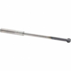 Accupro - 3/16" Diam, 0.16" LOC, 4 Flute Solid Carbide Ball End Mill - nACo Finish, Single End, 3" OAL, 3/16" Shank Diam, Undercutting - Benchmark Tooling