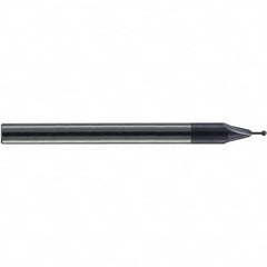 Accupro - 15/32" Diam, 0.04" LOC, 2 Flute Solid Carbide Ball End Mill - nACo Finish, Single End, 1-1/2" OAL, 1/8" Shank Diam, Undercutting - Benchmark Tooling