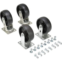 Vestil - 6" Diam x 2" Wide, Glass Filled Nylon (2) Rigid (2) Swivel Caster - 4,800 Lb Capacity, Top Plate Mount, 4" x 4-1/2" Plate - Benchmark Tooling
