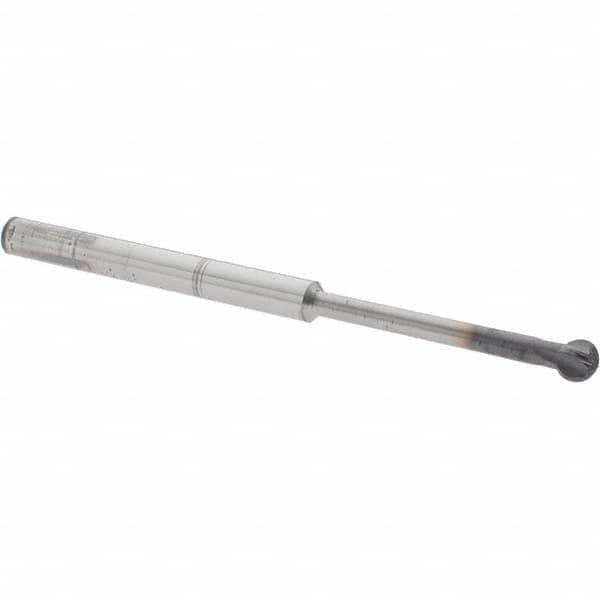 Accupro - 1/4" Diam, 0.213" LOC, 4 Flute Solid Carbide Ball End Mill - nACo Finish, Single End, 4" OAL, 1/4" Shank Diam, Undercutting - Benchmark Tooling
