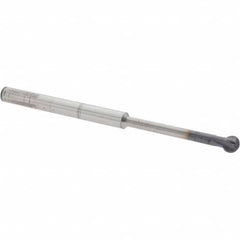 Accupro - 1/4" Diam, 0.213" LOC, 4 Flute Solid Carbide Ball End Mill - nACo Finish, Single End, 4" OAL, 1/4" Shank Diam, Undercutting - Benchmark Tooling