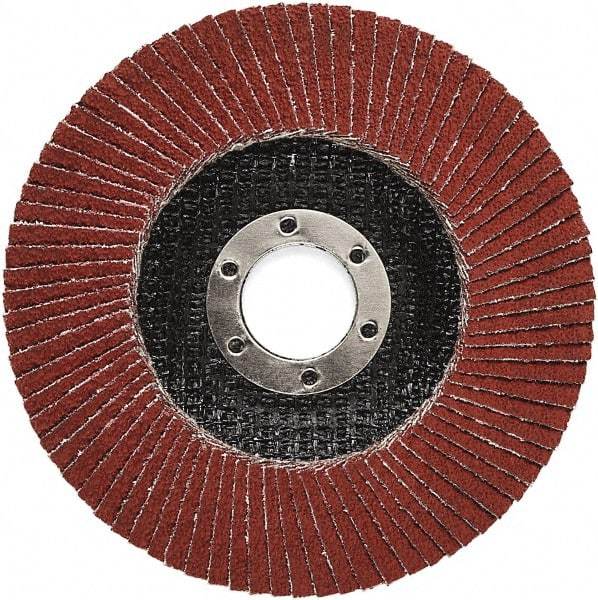 3M - 60 Grit, 7" Disc Diam, 5/8-11 Center Hole, Type 27 Ceramic Flap Disc - 8,500 Max RPM, Polyester Backing, Arbor Attaching System, Coated - Benchmark Tooling