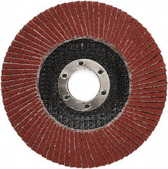 3M - 60 Grit, 7" Disc Diam, 7/8" Center Hole, Type 27 Ceramic Flap Disc - 8,500 Max RPM, Polyester Backing, Arbor Attaching System, Coated - Benchmark Tooling