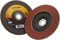 3M - 60 Grit, 7" Disc Diam, 7/8" Center Hole, Type 27 Ceramic Flap Disc - 8,500 Max RPM, Polyester Backing, Arbor Attaching System, Coated - Benchmark Tooling