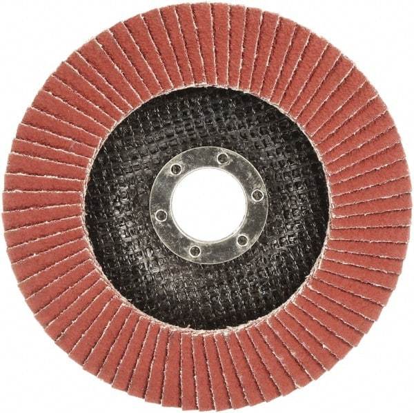 3M - 60 Grit, 7" Disc Diam, 5/8-11 Center Hole, Type 29 Ceramic Flap Disc - 8,500 Max RPM, Polyester Backing, Arbor Attaching System, Coated - Benchmark Tooling