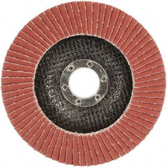 3M - 60 Grit, 7" Disc Diam, 5/8-11 Center Hole, Type 29 Ceramic Flap Disc - 8,500 Max RPM, Polyester Backing, Arbor Attaching System, Coated - Benchmark Tooling