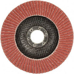 3M - 80 Grit, 4-1/2" Disc Diam, 5/8-11 Center Hole, Type 29 Ceramic Flap Disc - 13,300 Max RPM, Polyester Backing, Arbor Attaching System, Coated - Benchmark Tooling