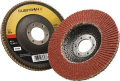 3M - 80 Grit, 4-1/2" Disc Diam, 7/8" Center Hole, Type 29 Ceramic Flap Disc - 13,300 Max RPM, Polyester Backing, Arbor Attaching System, Coated - Benchmark Tooling