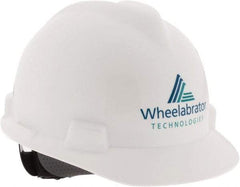 MSA - ANSI Type I, Class E Rated, 4-Point, Ratchet Adjustment Hard Hat - Blue, Standard Brim, Wheelbrator - Benchmark Tooling