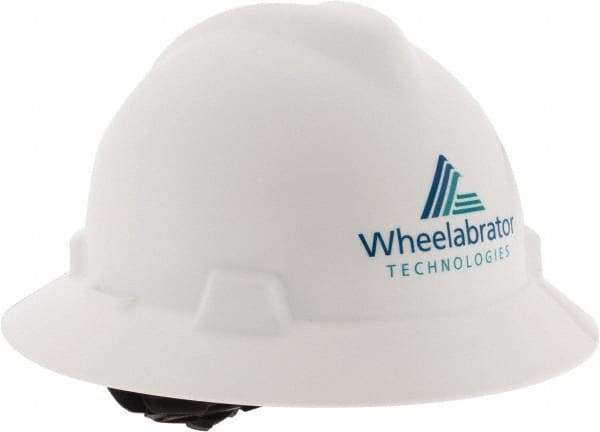 MSA - ANSI Type I, Class E Rated, 4-Point, Ratchet Adjustment Hard Hat - Blue, Full Brim, Wheelbrator - Benchmark Tooling