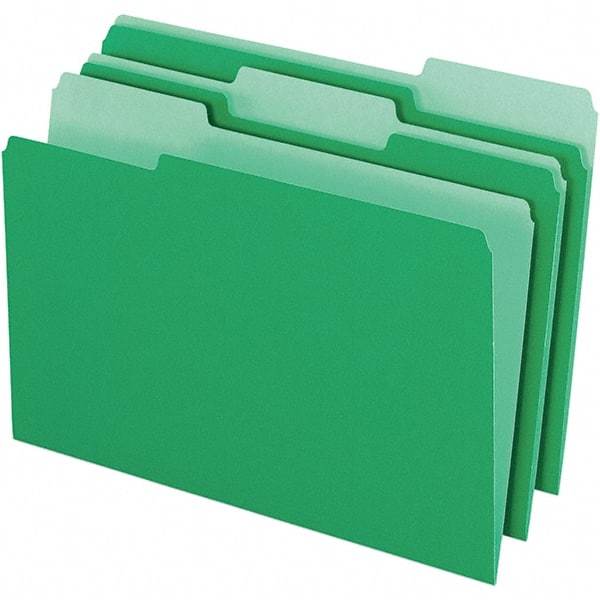 Pendaflex - 9-1/2 x 14-5/8", Legal, Green/Light Green, File Folders with Top Tab - 11 Point Stock, Assorted Tab Cut Location - Benchmark Tooling