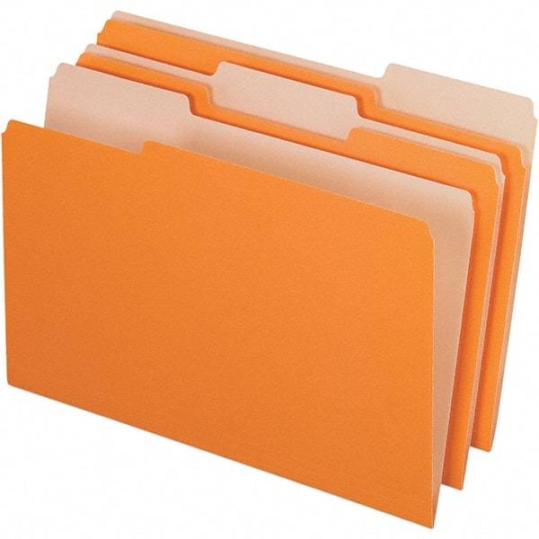 Pendaflex - 14-5/8 x 9-3/16", Legal, Orange, File Folders with Top Tab - 11 Point Stock, Assorted Tab Cut Location - Benchmark Tooling