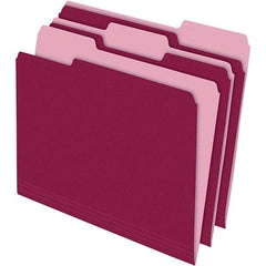 Pendaflex - 11-5/8 x 9-3/16", Letter Size, Burgundy, File Folders with Top Tab - 11 Point Stock, Assorted Tab Cut Location - Benchmark Tooling