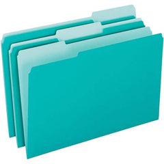 Pendaflex - 11-5/8 x 9-3/16", Letter Size, Aqua, File Folders with Top Tab - 11 Point Stock, Assorted Tab Cut Location - Benchmark Tooling