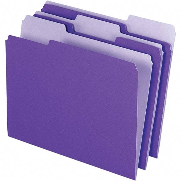 Pendaflex - 11-5/8 x 9-3/16", Letter Size, Violet, File Folders with Top Tab - 11 Point Stock, Assorted Tab Cut Location - Benchmark Tooling