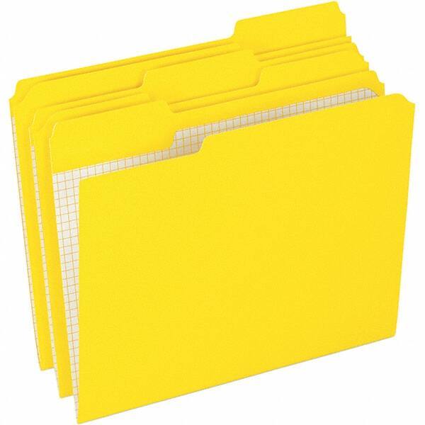 Pendaflex - 9-1/2 x 11-5/8", Letter Size, Yellow, File Folders with Top Tab - 11 Point Stock, Assorted Tab Cut Location - Benchmark Tooling