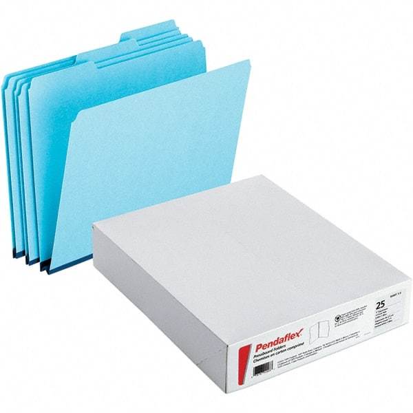 Pendaflex - 11-3/4 x 9-1/2", Letter Size, Blue, File Folders with Top Tab - Assorted Tab Cut Location - Benchmark Tooling