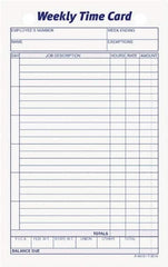TOPS - 1" High x 4-19/64" Wide Weekly Time Cards - Use with Manual Time Record - Benchmark Tooling