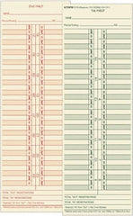 TOPS - 4-1/16" High x 11-1/8" Wide Bi-Weekly Time Cards - Use with Acroprint L34B, Cincinnati CH-131, Lathem CH-131, Simplex 10-100382, 1950-9631 - Benchmark Tooling