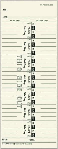 TOPS - 3-29/32" High x 9-39/64" Wide Weekly Time Cards - Benchmark Tooling