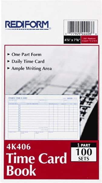 REDIFORM - 29/32" High x 4-13/64" Wide Daily Time Cards - Use with Manual Time Record - Benchmark Tooling
