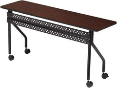 ICEBERG - 18" Long x 60" Wide x 29" High Stationary Rectangular Training Table - 3/4" Thick, Mahogany & Black, Melamine/Laminate/Steel - Benchmark Tooling