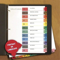 Universal One - 11 x 8 1/2" 8 Tabs, 3-Hole Punched, Tab Divider - Multicolor Tabs, White Folder - Benchmark Tooling