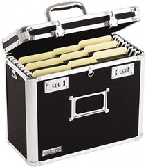 Vaultz - 1 Compartment, 13-3/4" Wide x 12-1/4" High x 7-1/4" Deep, Portable Storage Box - Aluminum, Chrome, PVC & Rubber, Black - Benchmark Tooling