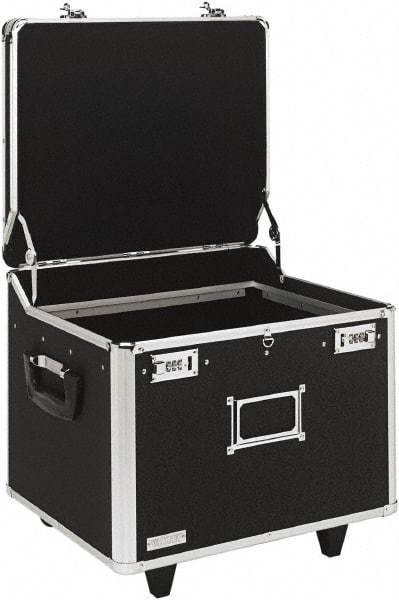 Vaultz - 1 Compartment, 15-1/4" Wide x 11-1/2" High x 12-1/4" Deep, Portable Storage Box - Aluminum, Chrome & PVC, Black - Benchmark Tooling