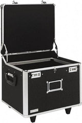 Vaultz - 1 Compartment, 15-1/4" Wide x 11-1/2" High x 12-1/4" Deep, Portable Storage Box - Aluminum, Chrome & PVC, Black - Benchmark Tooling