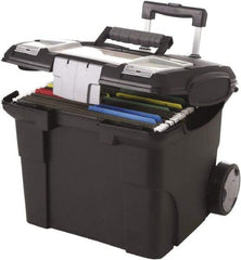 Storex - 1 Compartment, 15" Wide x 30" High x 16.38" Deep, Portable Storage Box - Metal & Plastic, Black - Benchmark Tooling