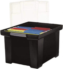 Storex - 1 Compartment, 18-1/2" Wide x 10-7/8" High x 14-1/4" Deep, Portable Storage Box - Plastic, Black/Clear - Benchmark Tooling