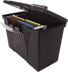 Storex - 1 Compartment, 14-1/2" Wide x 12" High x 10-1/2" Deep, File Storage Boxes - Plastic, Black - Benchmark Tooling