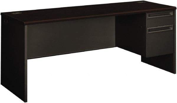 Hon - 72" Long x 29-1/2" High x 24" Deep, 2 Drawer Credenza - Mahogany/Charcoal (Color), Steel-Reinforced High-Pressure Laminate/Metal - Benchmark Tooling