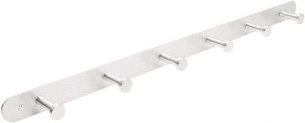 Safco - 6 Hooks, 36" Long x 2-3/4" Deep, Metal Wall/Door Hat/Coat Hook - 2" High - Benchmark Tooling