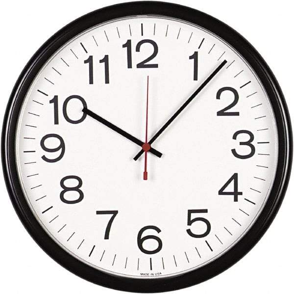 UNIVERSAL - White Face, Dial Wall Clock - Analog Display, Black Case, Runs on AA Battery - Benchmark Tooling